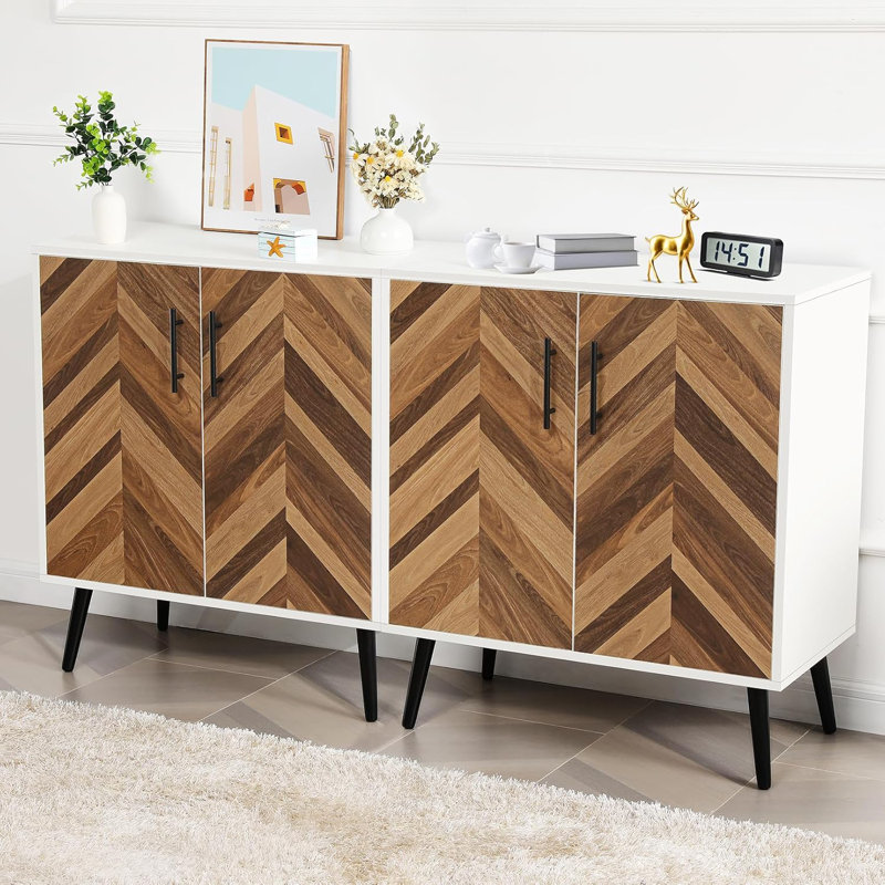 George Oliver Modern Storage Cabinet Buffet Cabinet With 2 Doors Mid Century Free Standing Accent Cabinet With Adjustable Shelf For Entryway Living Room Home Office Hallway Wayfair